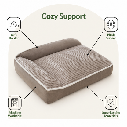 Ortekor Plush Bolster & Washable Dog Sofa Bed