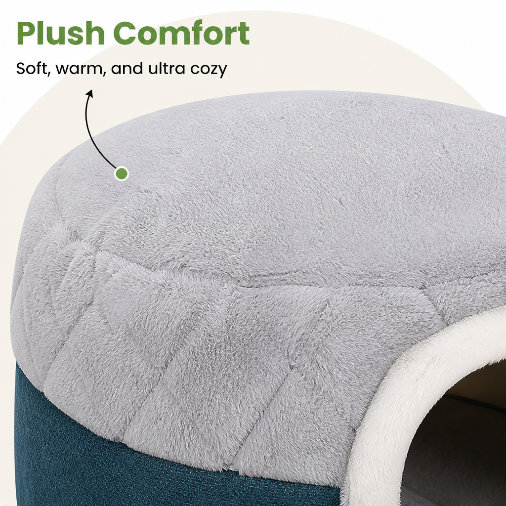 Ortekor Plush Convertible Pop-Top Pet Bed (Removable Cushion)