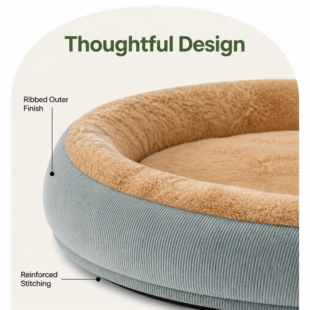 Ortekor Plush Corduroy Washable & Breathable Pet Bed