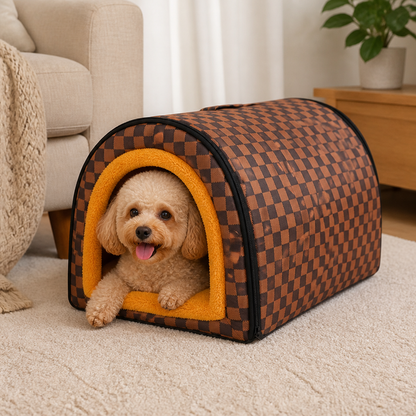 Ortekor Plush Insulated Half-Closed Dog Bed (Machine Washable Cover)