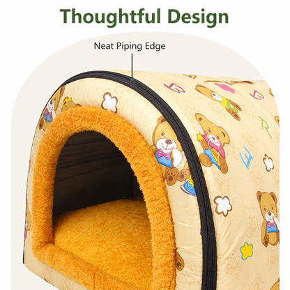 Ortekor Plush Insulated Half-Closed Dog Bed (Machine Washable Cover)