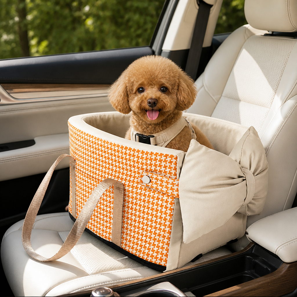 Ortekor Plush-Lined & Safety Leash Dog Car Seat