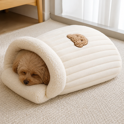 Ortekor Plush Semi-Enclosed Windproof Pet Sleeping Bag (For Small Cats & Dogs)
