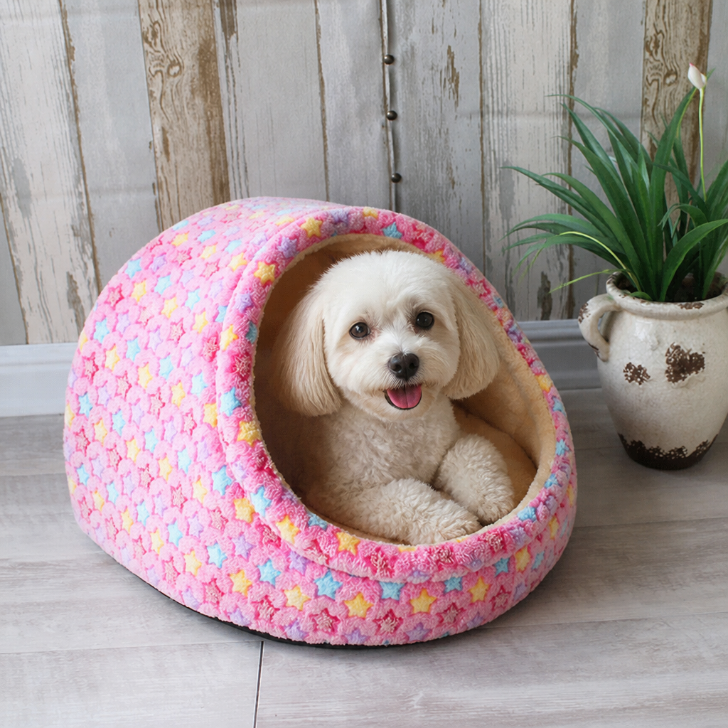 Ortekor Plush Velvet Foldable Dog Bed (Removable Cover)