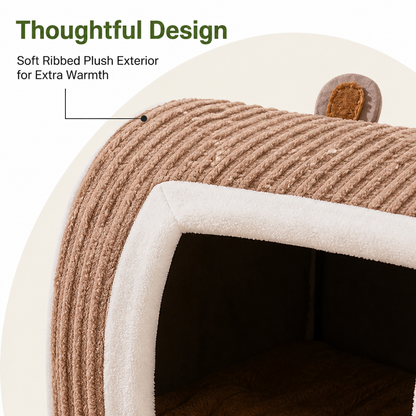 Ortekor Plush Warm Cave Dog Bed (Removable Washable Pad)
