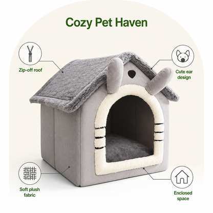 Ortekor Plush Warm House Dog Bed (Removable Cushion)
