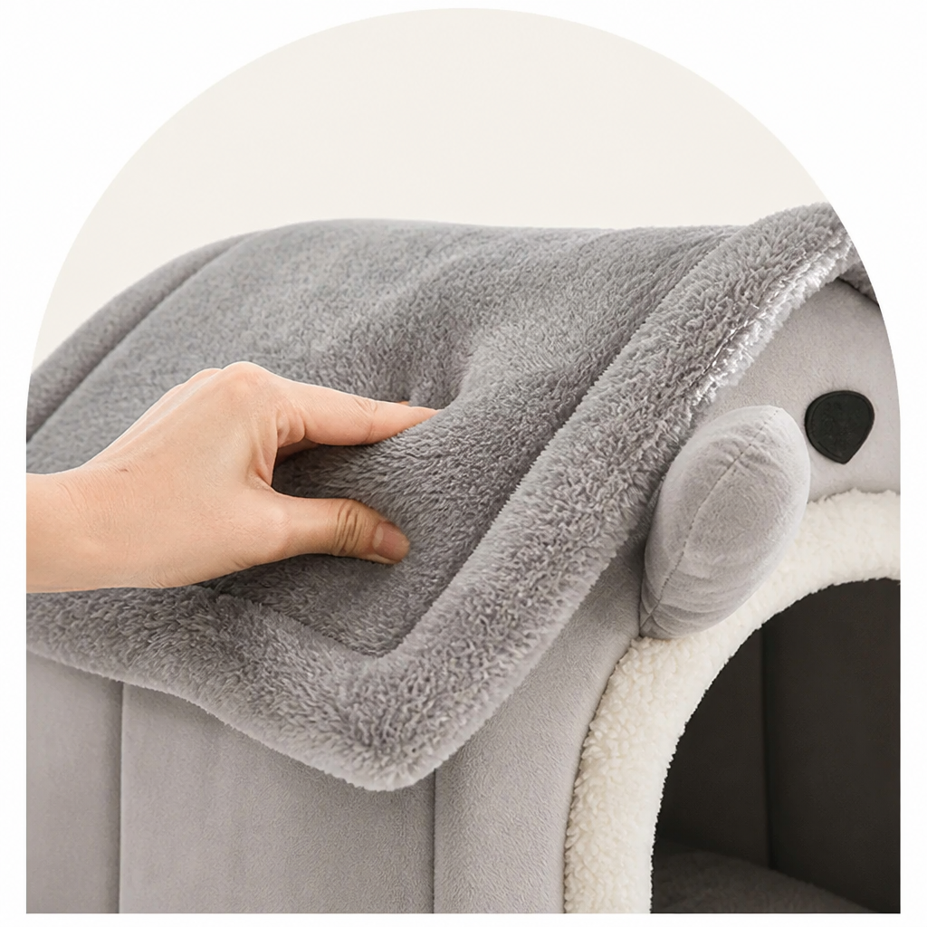 Ortekor Plush Warm House Dog Bed (Removable Cushion)