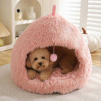 Ortekor Plush Warm Non-Slip Hooded Pet Bed