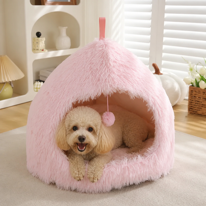 Ortekor Plush Warm Non-Slip Hooded Pet Bed