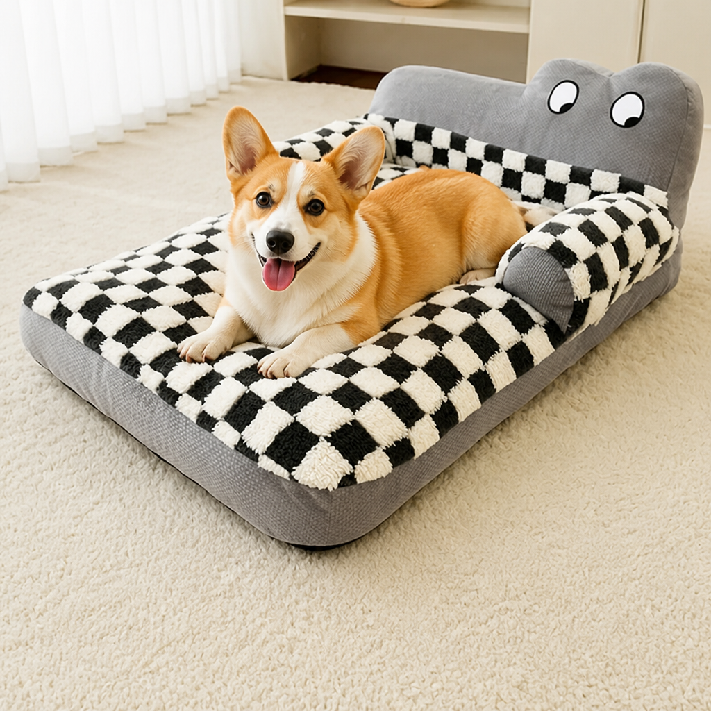 Ortekor Plush & Washable Cartoon Pet Sofa Bed