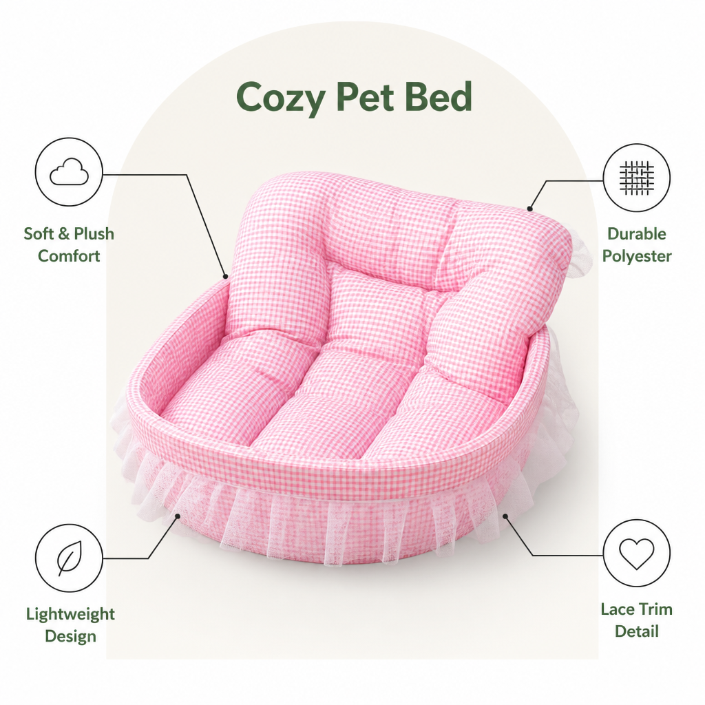 Ortekor Polyester Plush & Lace-Trimmed Pet Bed
