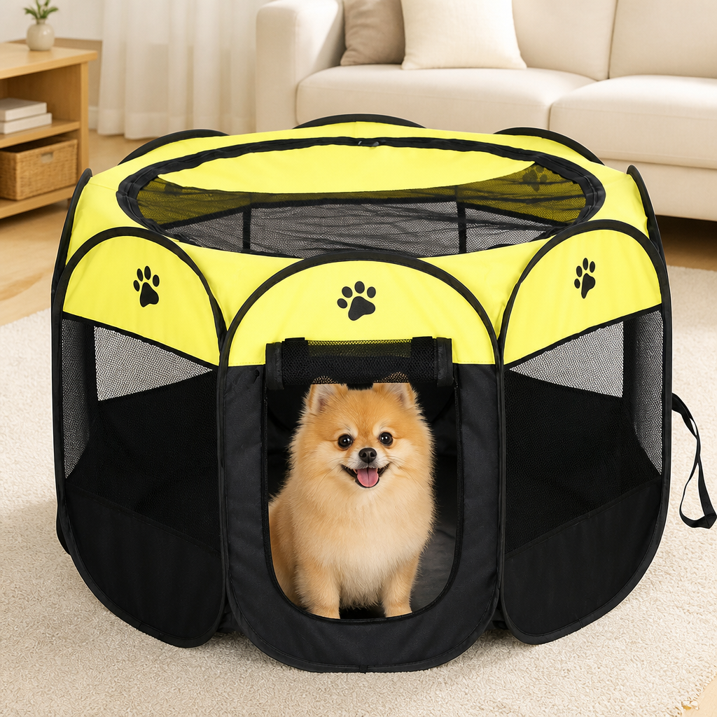 Ortekor Pop-Up & Foldable Mesh Pet Tent (Zippered Doors)