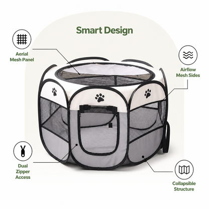Ortekor Pop-Up & Foldable Mesh Pet Tent (Zippered Doors)