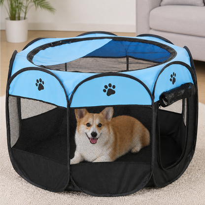 Ortekor Pop-Up & Foldable Mesh Pet Tent (Zippered Doors)
