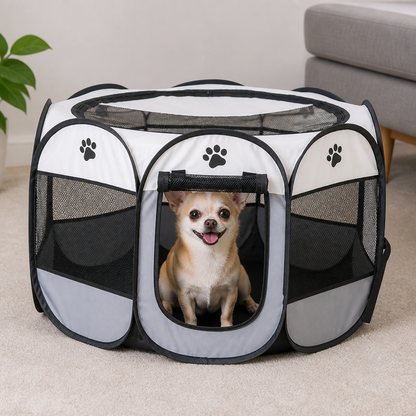 Ortekor Pop-Up & Foldable Mesh Pet Tent (Zippered Doors)