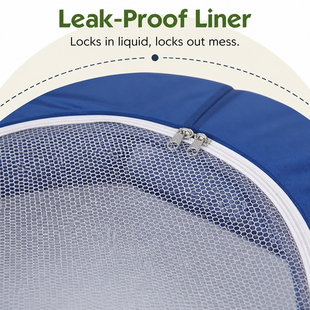 Ortekor Pop-Up & Foldable Transparent Mesh Pet Playpen (Water-Absorbing Liner)