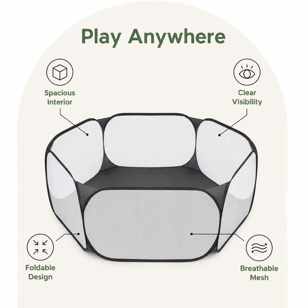 Ortekor Pop-Up Transparent Pet Playpen