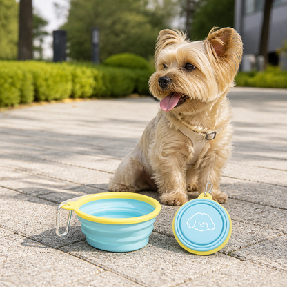 Ortekor Portable Collapsible Silicone Pet Bowl (Leash Clip)