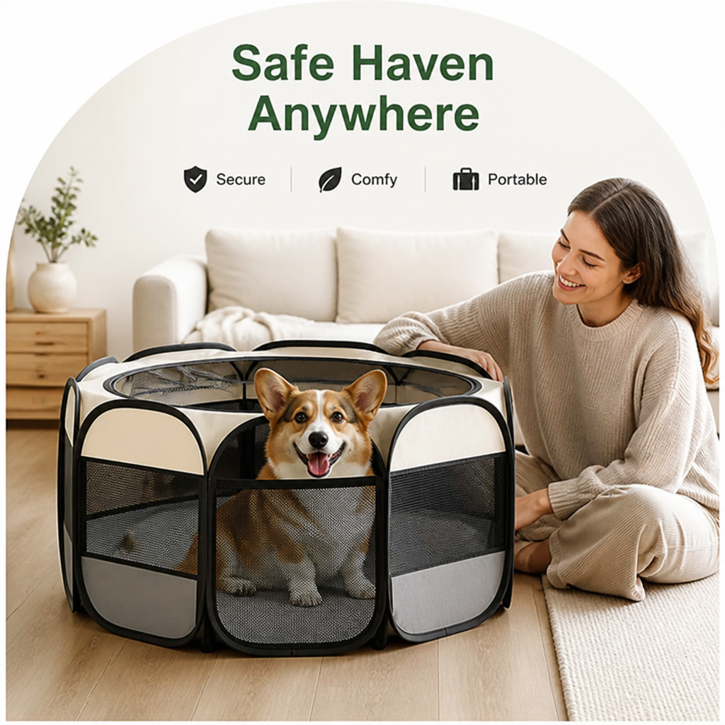 Ortekor Portable Foldable Oxford Cloth Pet Playpen