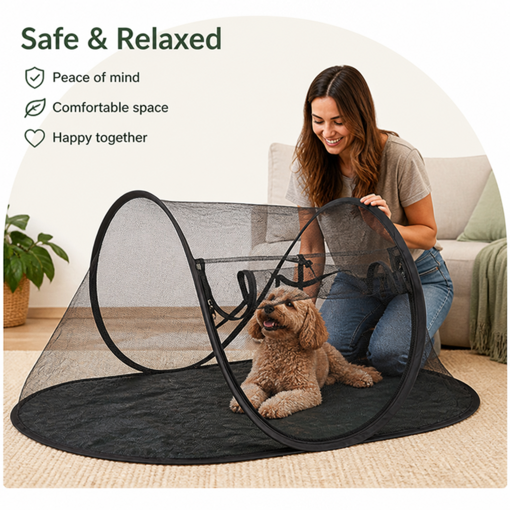 Ortekor Portable Pop-Up Breathable Mesh Pet Tent (With Storage Bag)