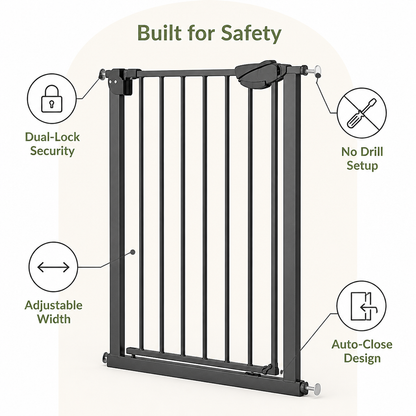 Ortekor Pressure-Mounted Auto-Close & Double Lock Pet Gate
