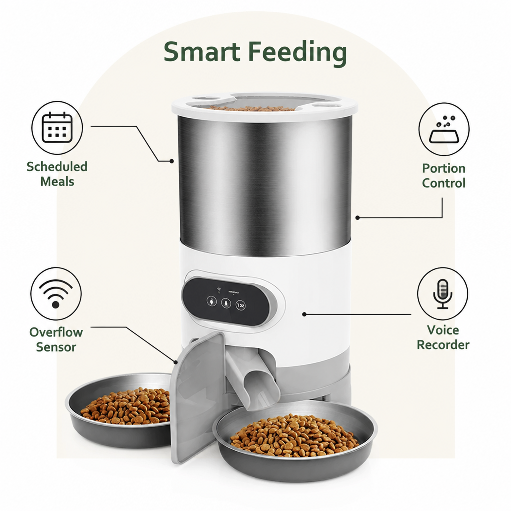 Ortekor Programmable Portion Control Automatic Pet Feeder (Removable Stainless Steel Bowl)
