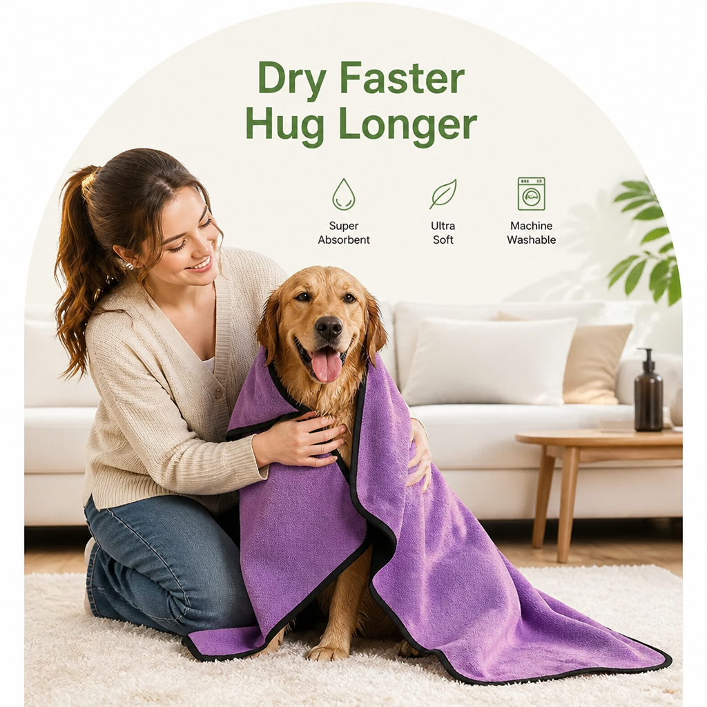 Serviette pour animaux Ortekor en fibre ultra-fine à séchage rapide et ultra-absorbante (lavable en machine)