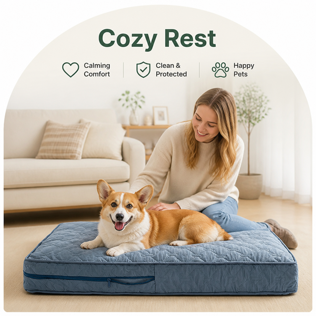 Ortekor Quilted Brushed Waterproof & Anti-Slip Dog Bed Cover
