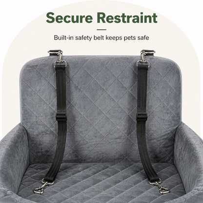 Siège auto pour chien Ortekor, modèle Oxford matelassé lavable avec ceinture de sécurité (coussin amovible)