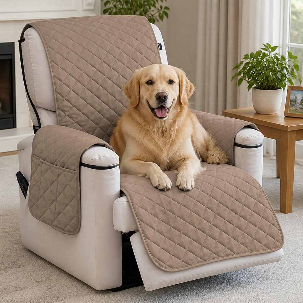 Ortekor Quilted Waterproof & Anti-Slip Recliner Cover (Side Pockets)