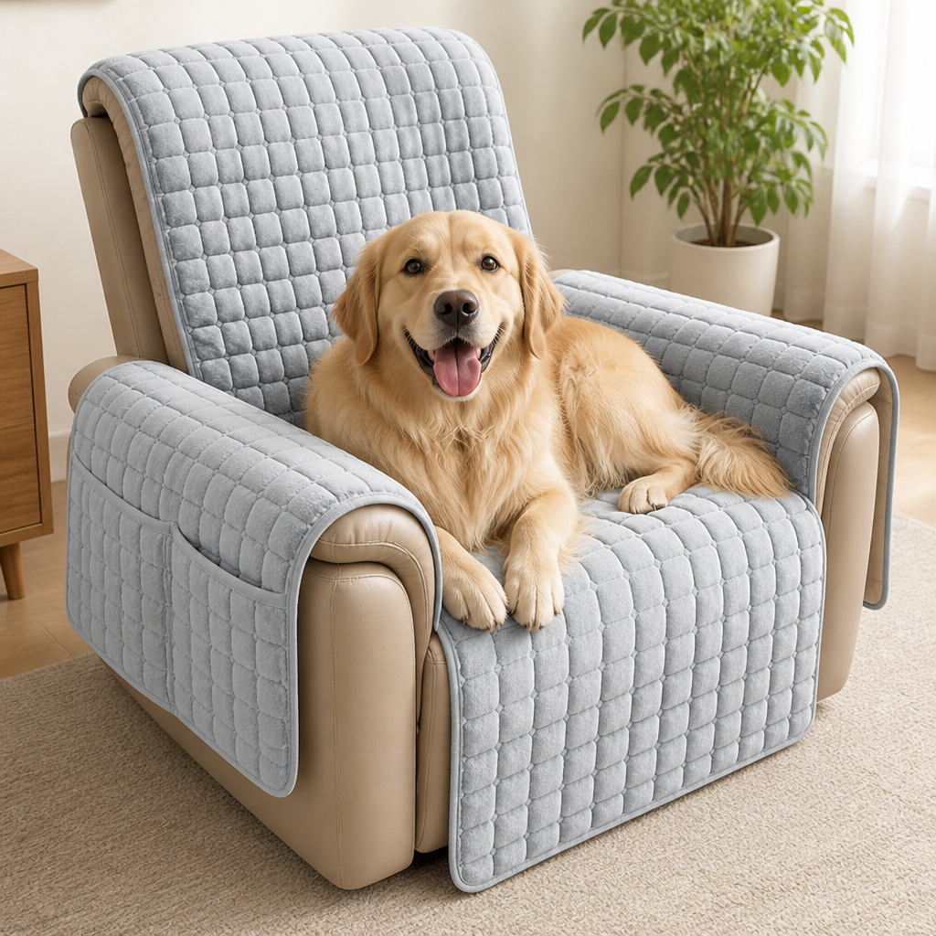 Ortekor Quilted Waterproof & Anti-Slip Recliner Cover (Side Pockets)