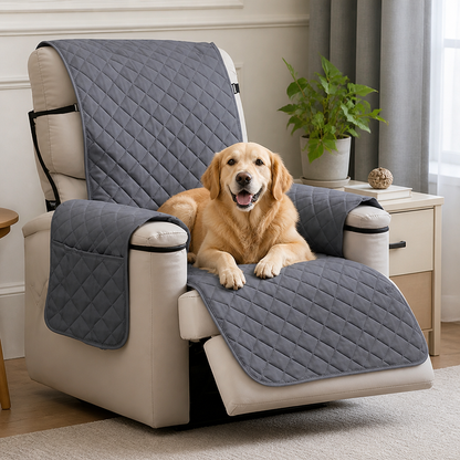 Ortekor Quilted Waterproof & Anti-Slip Recliner Cover (Side Pockets)