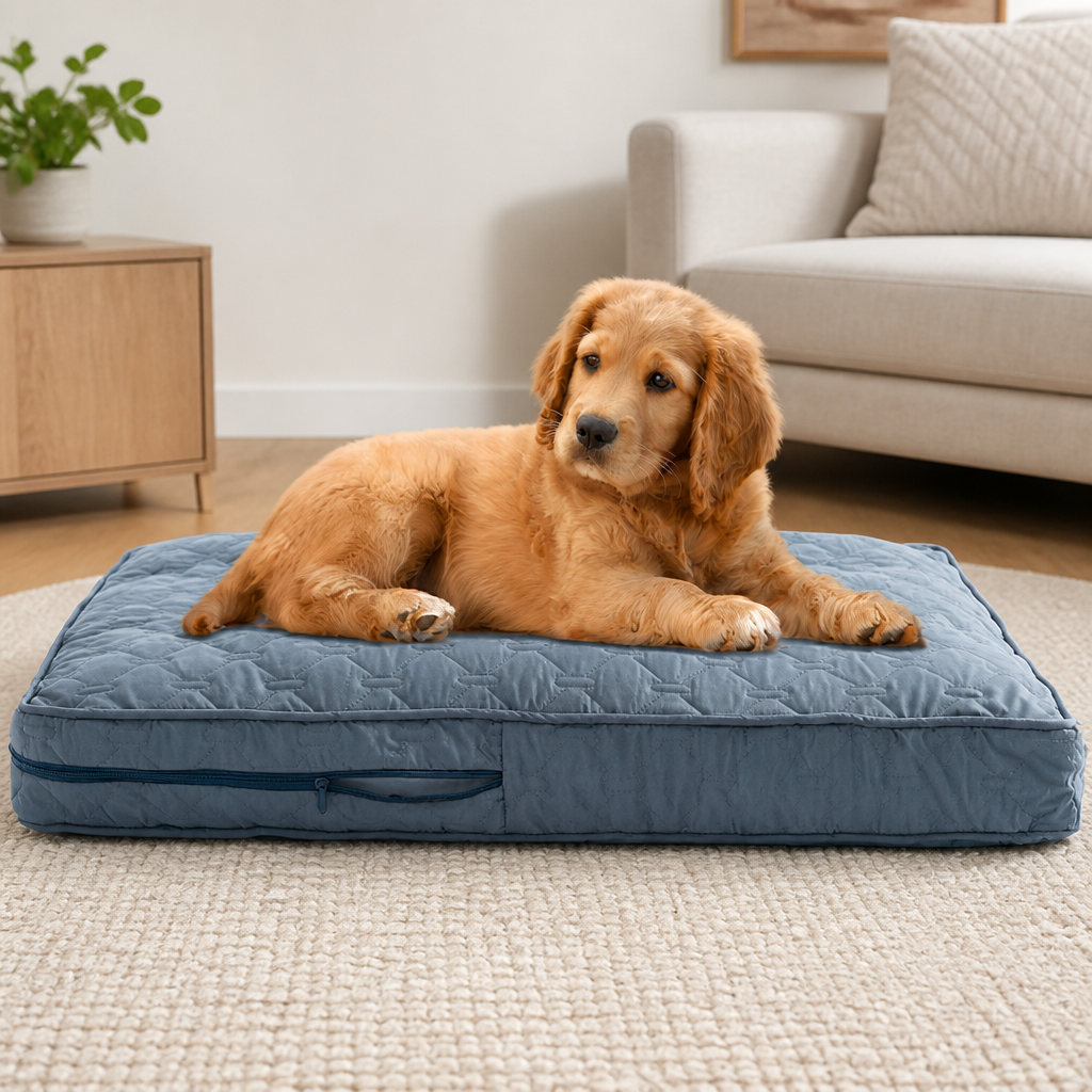 Ortekor Quilted Waterproof Washable Dog Bed Cover (Removable)