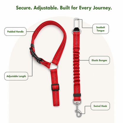 Ortekor Reflective & Adjustable Car Seat Leash (Quick-Release)