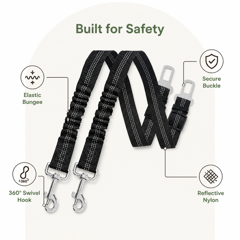 Ortekor Retractable Heavy-Duty Nylon Dog Seat Belt