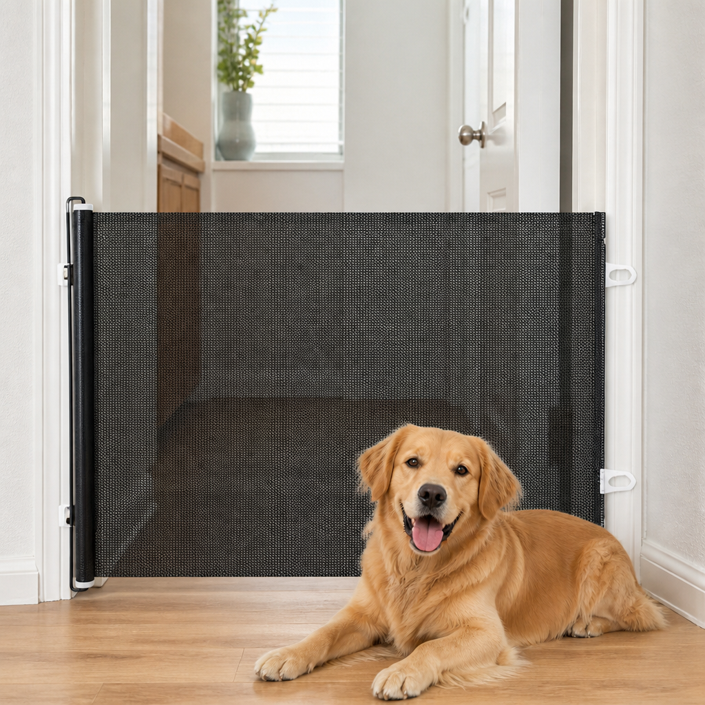 Ortekor Retractable See-Through Mesh Pet Gate (Tool-Free)