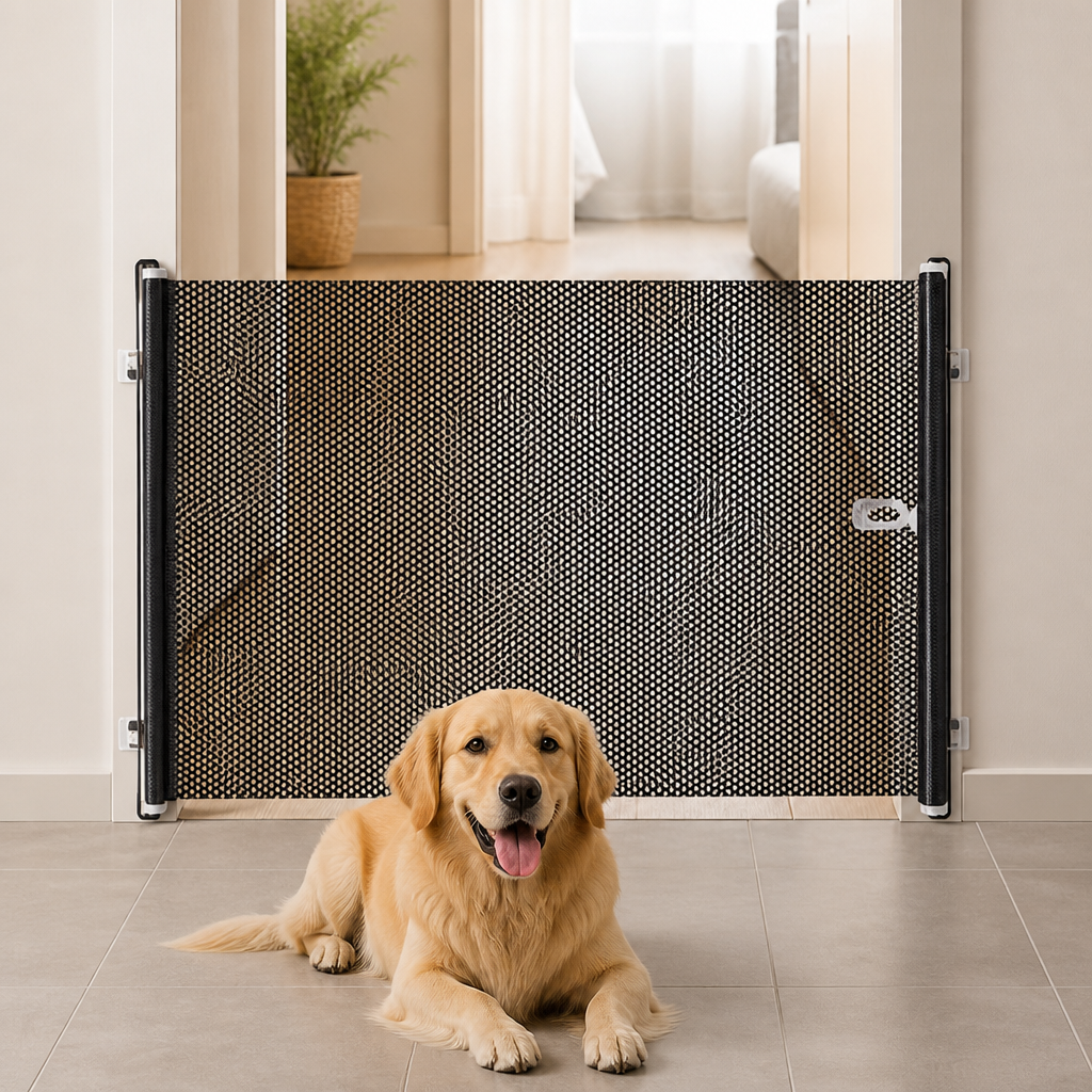 Ortekor Retractable See-Through Mesh Pet Gate (Tool-Free)