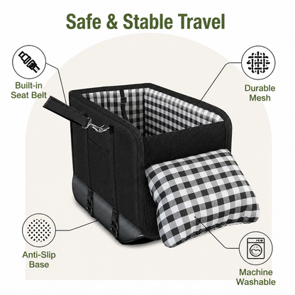 Siège auto pour chien Ortekor avec support de ceinture de sécurité et système antidérapant