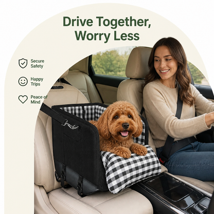 Siège auto pour chien Ortekor avec support de ceinture de sécurité et système antidérapant