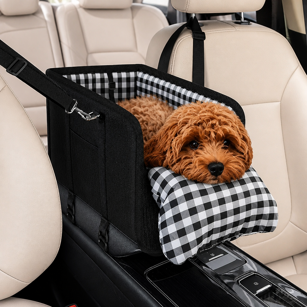Siège auto pour chien Ortekor avec support de ceinture de sécurité et système antidérapant