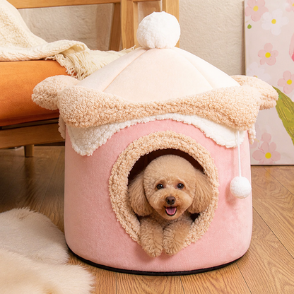 Ortekor Self-Warming Coral Velvet Pet Tent Bed