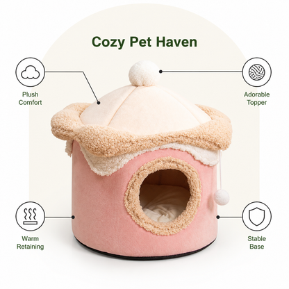 Ortekor Self-Warming Coral Velvet Pet Tent Bed