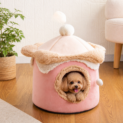 Ortekor Self-Warming Coral Velvet Pet Tent Bed