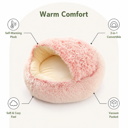 Ortekor Self-Warming Plush & Convertible Round Nest Bed (40cm)