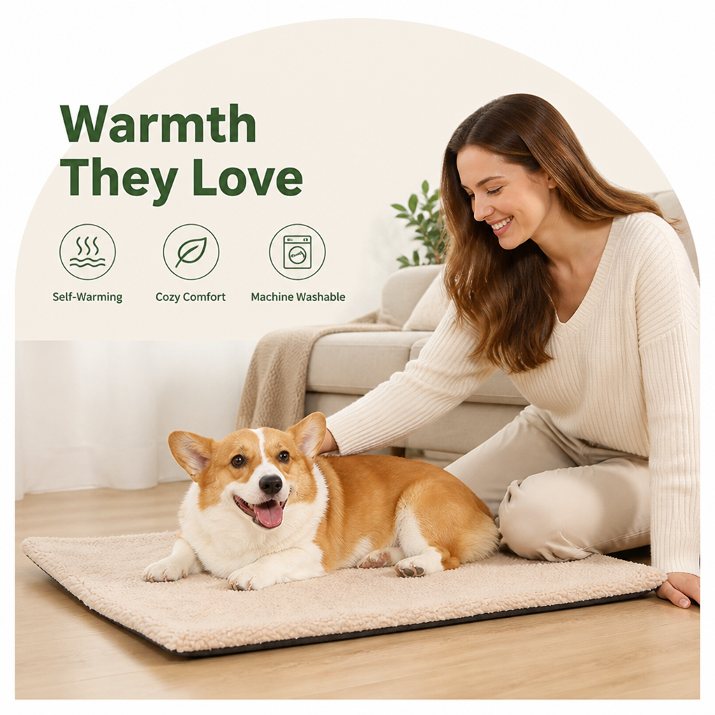 Ortekor Self-Warming Plush Faux Fur Pet Mat (Machine Washable)