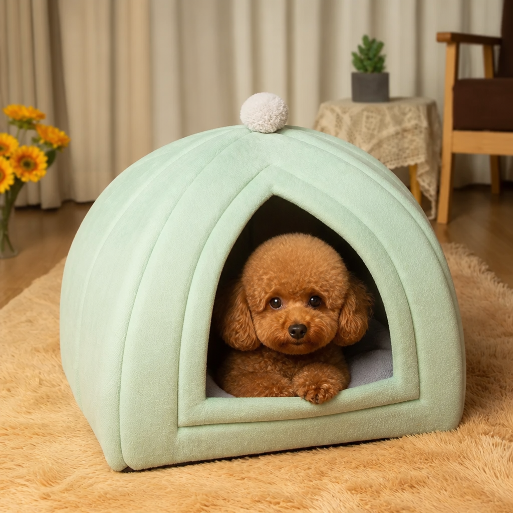 Ortekor Semi-Closed Plush Fleece Pet Nest (Machine Washable)