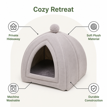 Ortekor Semi-Closed Plush Fleece Pet Nest (Machine Washable)