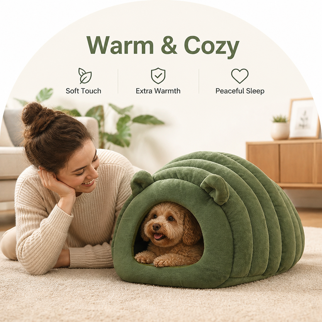 Ortekor Semi-Closed Sherpa Plush Pet Nest