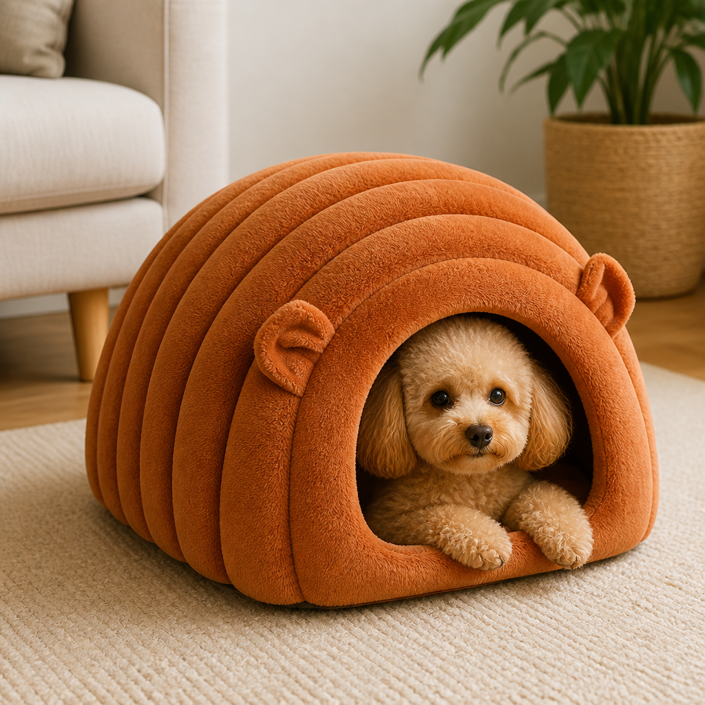 Ortekor Semi-Closed Sherpa Plush Pet Nest