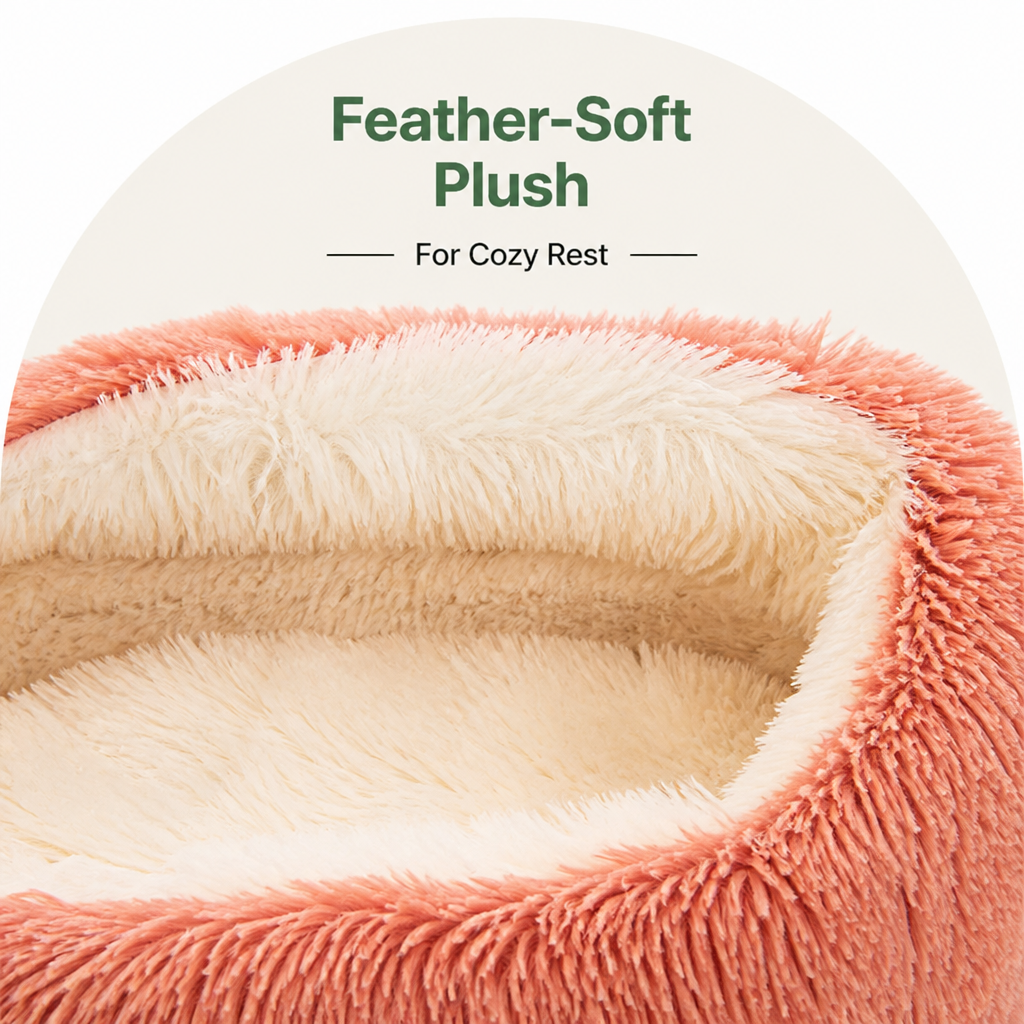 Ortekor Semi-Enclosed Plush Pet Bed (Removable Washable Pad)